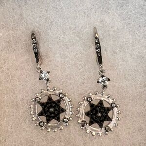 Freida Rothman Starburst Black and Silver Earrings